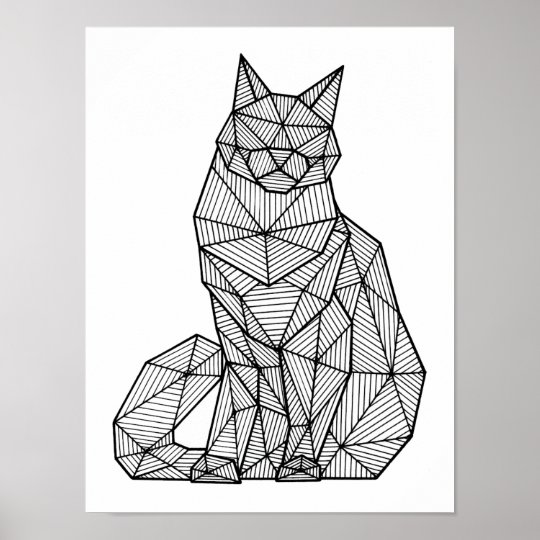 Poster Chat Pose Geometrique Avant Zazzle Ca