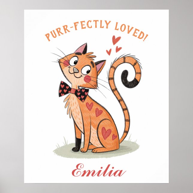Poster Chat pour animal de compagnie jouant - Cute Doodle (Devant)
