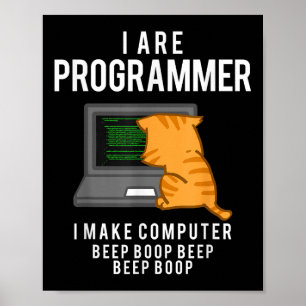 Poster Chat programmeur de chat d'ordinateur drôle Mème d