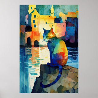 Poster Chat Quayside : Eau pétillante et couleurs vives