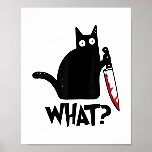 Poster Chat Qu'est-ce que_ Drôle Chat Noir  (Devant)