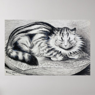 Poster Chat rayé, Louis Wain