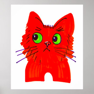 Poster Chat rouge vif — Wonder à grand oeil avec une tors