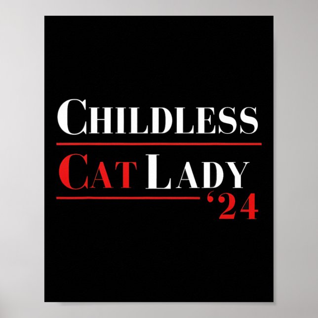 Poster Chat sans enfant Dame 24 Chemise Kamala Harris Pré (Devant)