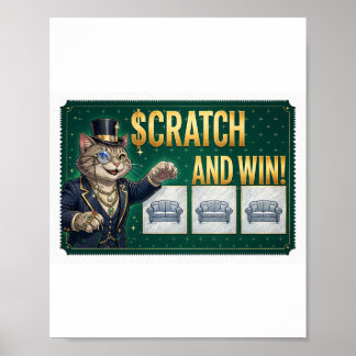 Poster Chat Scratch and Win — Chat de ticket de loterie d
