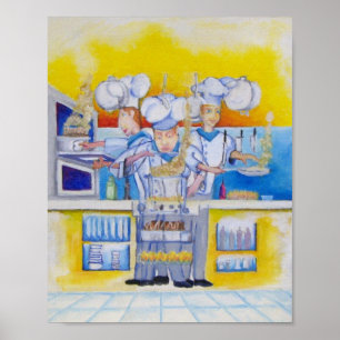 Poster Chat si au travail Peinture à l'huile