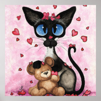 Poster Chat siamois Saint-Valentin par Bihrle