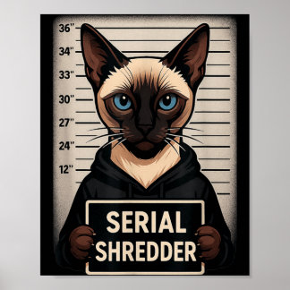 Poster Chat siamois tueur en série Mugshot drôle d'animal