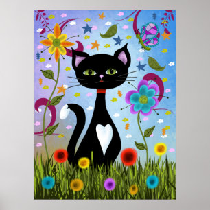 Poster Chat Smoking Assis Dans Un Jardin