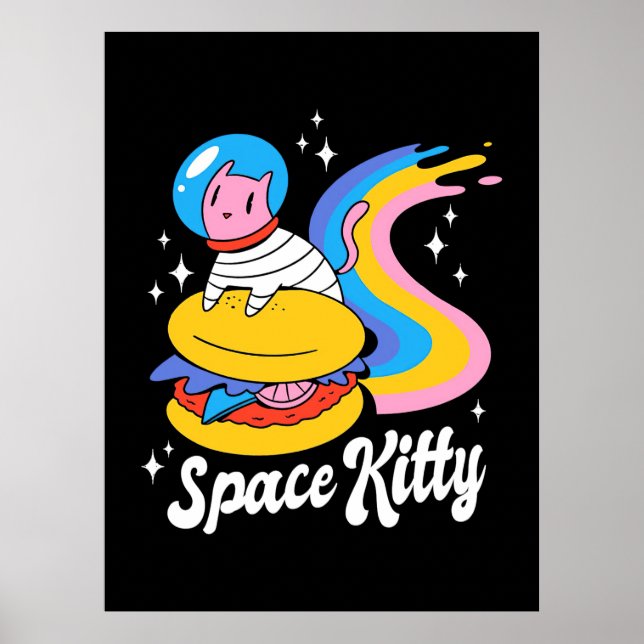 Poster Chat spatial astronaute (Devant)