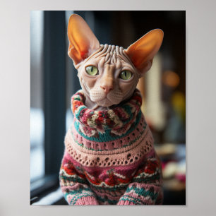 Poster Chat Sphynx avec pull