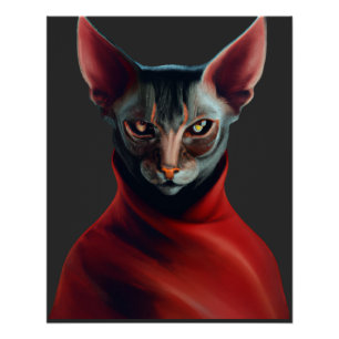 Poster Chat Sphynx - Demi Chat, Demi-Diable, Maître Sphyn