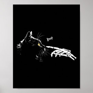 Poster Chat Squelette Halloween Cute Chats Noirs P
