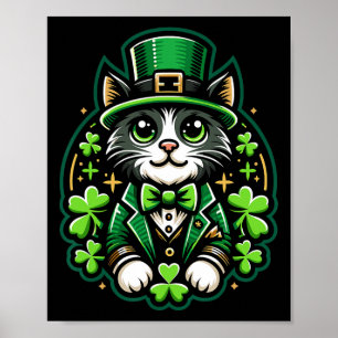 Poster Chat St Patrick Fête du Trèfle Pour Hommes Femmes 