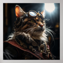 Chat Steampunk en Uniform Retro