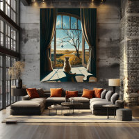 Chat surréaliste regardant par la fenêtre – Art su