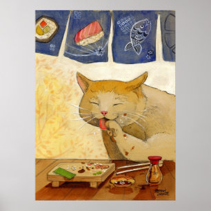 Poster Chat Sushi Tout Fait