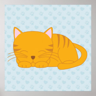 Poster Chat Tabby Orange Dormant