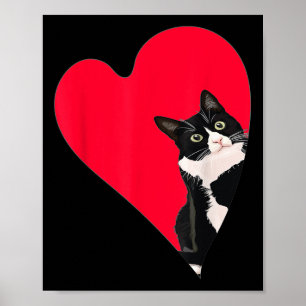 Poster Chat Tuxedo Saint-Valentin Cœur Pour Chaton Et Ama