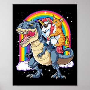 Poster Chat Unicorn équitation Dinosaur T Rex Kitten Spa 