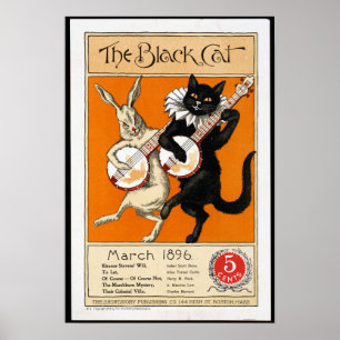 Poster Chat vintage et lapin