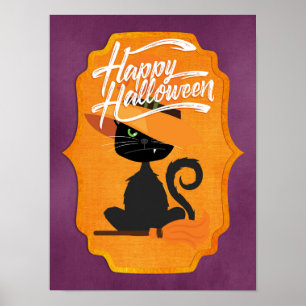Poster Chat Witch Halloween heureux