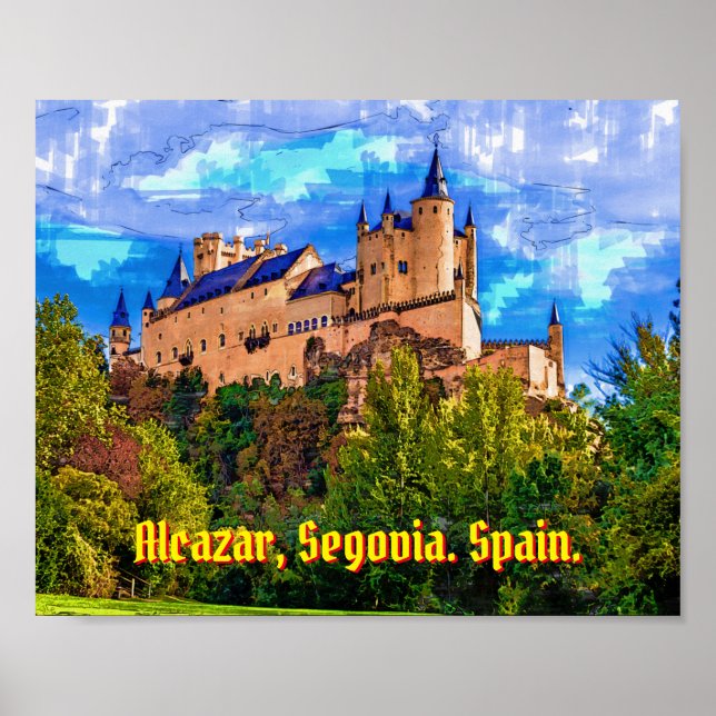 Poster Château Alcazar, Ségovie, Espagne. (Devant)