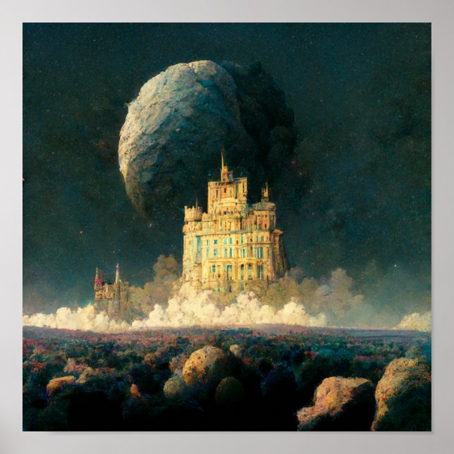 Poster Château Aux Bords Du Monde Imaginaire Sci-Fi (Devant)