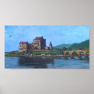 Poster Château avec le dragon et le magicien