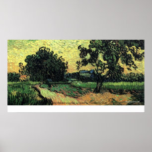 Poster Château d'Auvers Paysage au coucher du soleil par