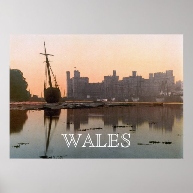 Poster Château de Caernarfon au Pays de Galles (1900) (Devant)
