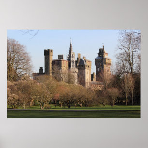 Poster Château de Cardiff au soleil du début du printemps