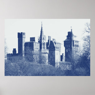 Poster Château de Cardiff (Cyanotype numérique)