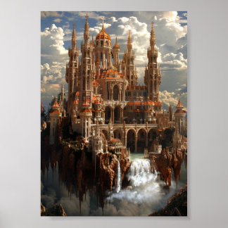 Poster Château de fantasy gothique dans le paysage de rêv