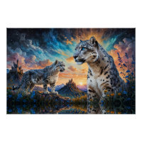 Château de Leopard de Neige Levée de soleil réflex