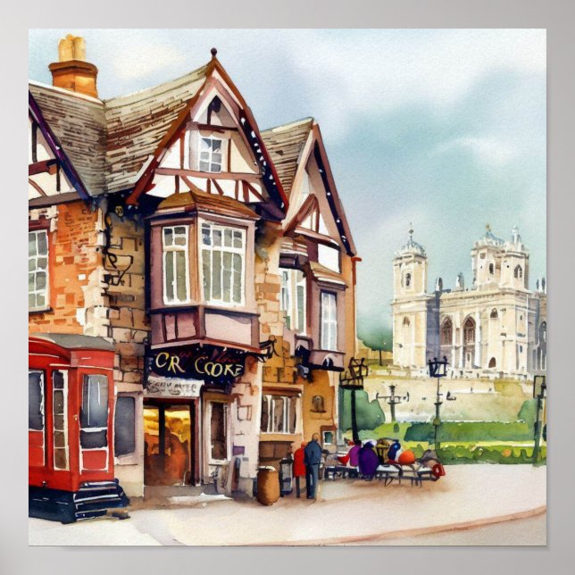 Poster Château de Londres-Windsor, (D), Aquarelle (Devant)