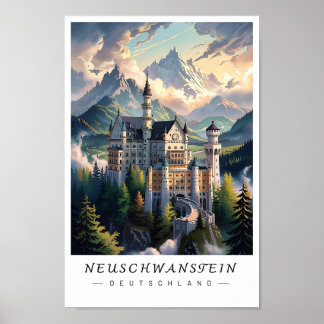 Poster Château de Neuschwanstein Allemagne Wall Art, Bavi