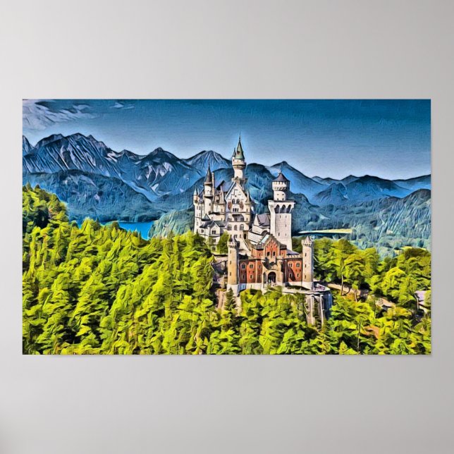 Poster Château de Neuschwanstein Bavaria Allemagne (Devant)
