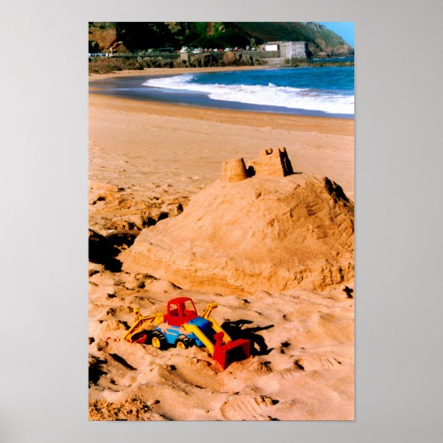 Poster Château de sable et plage (Devant)