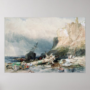 Poster Château de Tynemouth, Tyne et Wear, avec épave