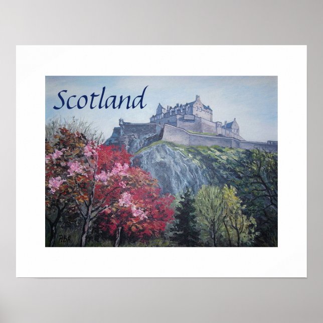 Poster Château d'Édimbourg Ecosse peinture de Pola.B.Alex (Devant)