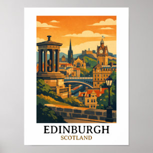 Poster Château d'Édimbourg en Écosse, voyage vintage colo