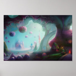 Poster Château des Fées dans la forêt enchantée