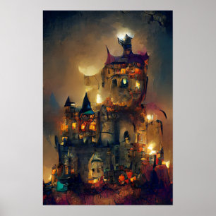 Poster Château d'Halloween, Château de Ghost, Poste d'Art