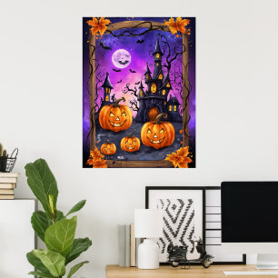Poster Château d'Halloween enchanté