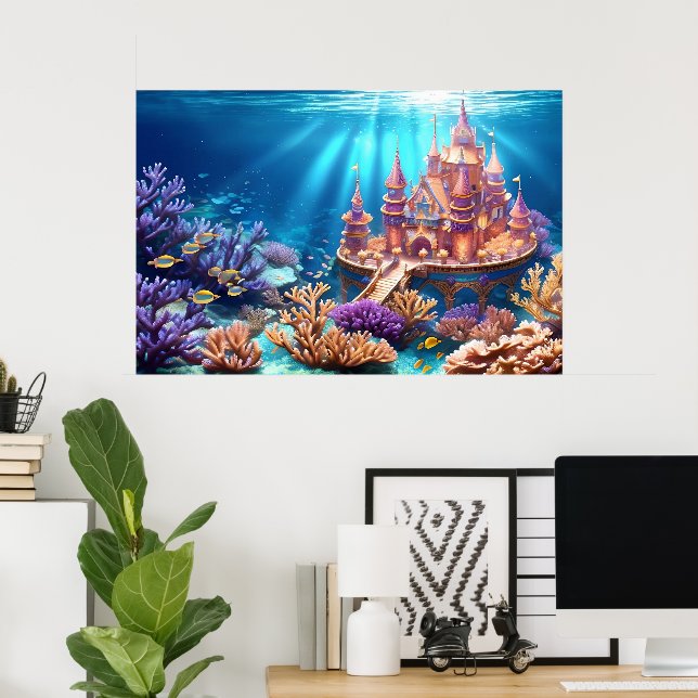 Poster Château du royaume sous-marin (Bureau à domicile)