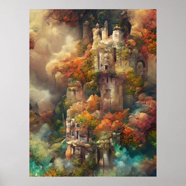 Poster Château En Forêt, Imaginaire Jungle, Magic Castle  (Devant)