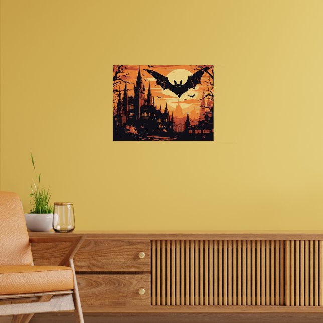 Poster Château gothique de vampire sous la pleine lune (Salon 2)