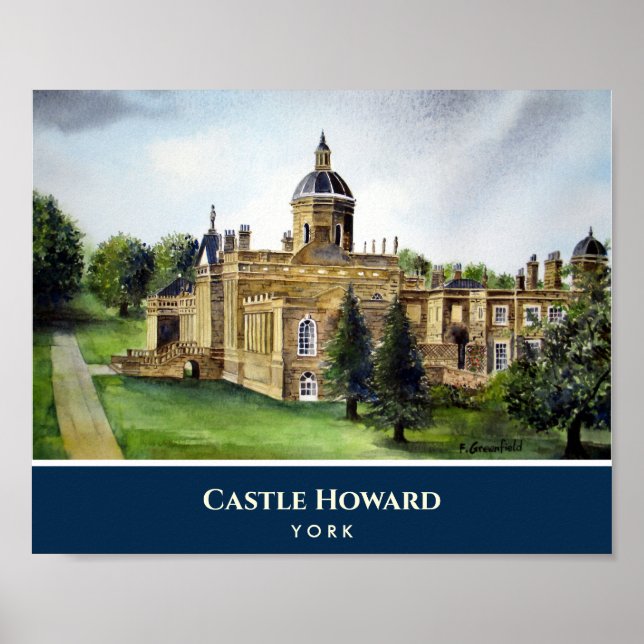 Poster Château Howard York Angleterre aquarelle peinture (Devant)