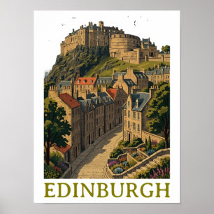 Poster Château Iconique de Voyage Ancien Édimbourg Écosse